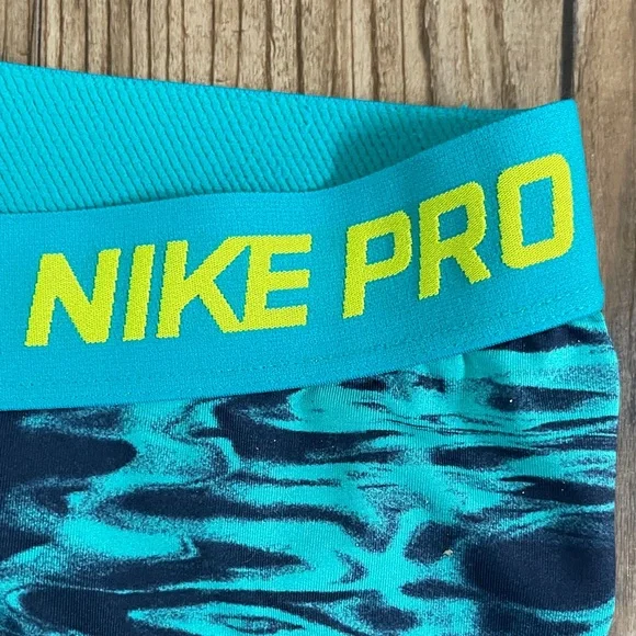 Nike Pro Teal and blue yellow Shorts size L EUC - Picture 3 of 6